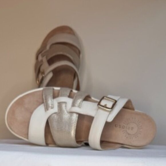 Brioso Shoes - Brioso Elegant Gold and Cream Women's Sandals 10